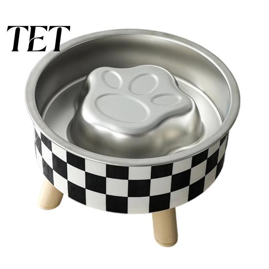 Non Slip Cat Feeding Station Elevated Bowl, Removable Stainless Steel Inner Slow Feeder Food Bowl with Non-slip Stand for Cats Small Dogs Neck