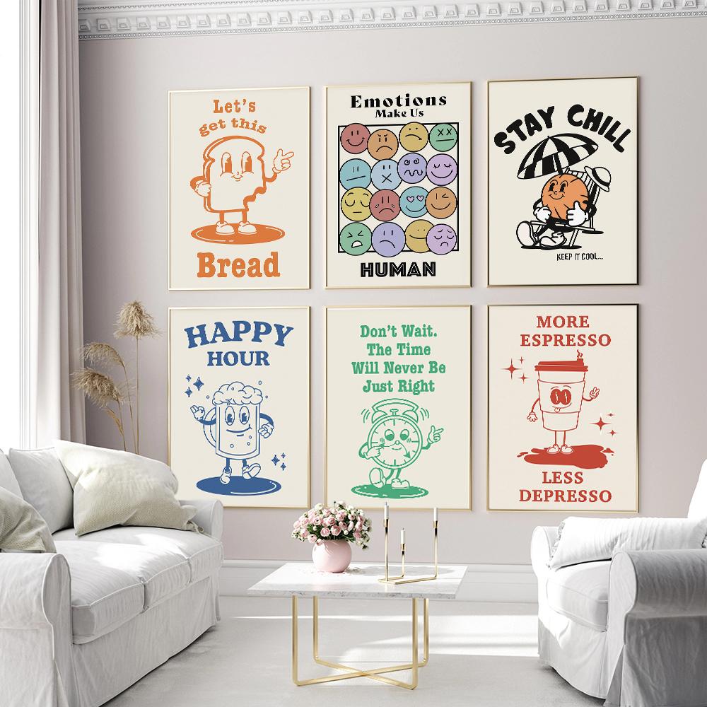 Retro Cartoon Quote Poster Print Funny Trendy Wall Art Cavnas Painting Nursery Modern Abtract Kids Room Home Decor