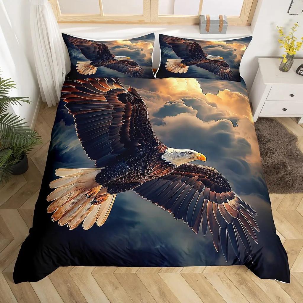 Комплект пододеяльника Eagle размера Queen для взрослых с рисунком животных, стильный декоративный чехол для одеяла с птицами