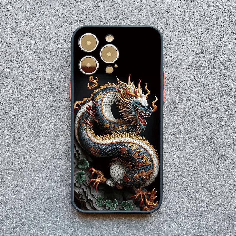 Чехол для телефона с тотемом дракона для iPhone 16 13 12 11 15 14 Pro Max 14Plus XS X XR 13 Mini 7 8 Plus SE2 Винтажный Дракон Ударопрочный Чехол
