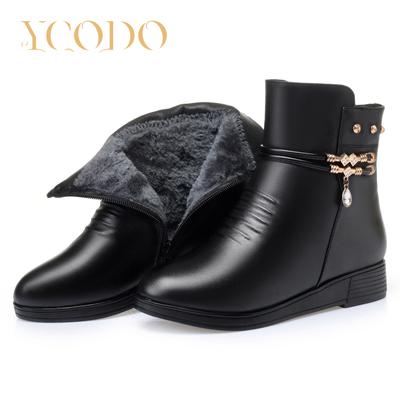 Женские осенне-зимние модные удобные нескользящие женские кожаные ботинки с плюшевой подкладкой и внутренней молнией