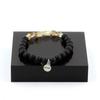 Stones and Minerals. Golden Rutile Quartz Bracelet from Brazil + Matte Black Onyx Beads 8 Mm. Made In France.