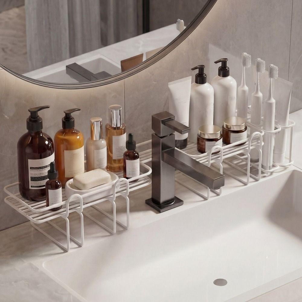 Anti Slip Faucet Storage Rack for Organizing Handwashing Basins Cosmetics and Skincare Products