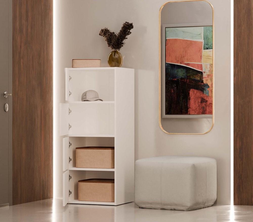 Alma White Chest Of Drawers 4 Doors 4 Shelves