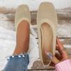 Women's Plus Size Breathable Knit Slip-On Flats with Square Toe