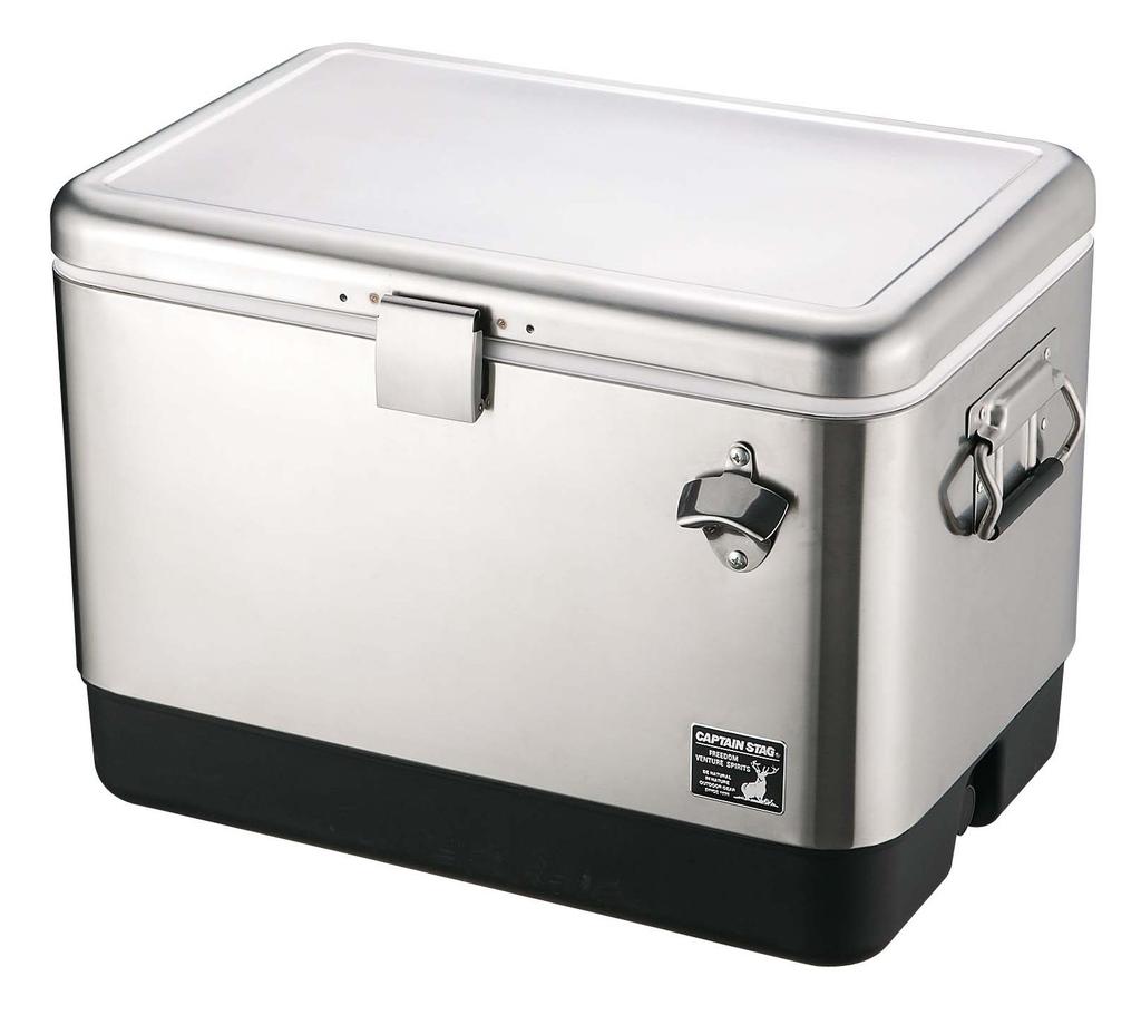 CAPTAIN STAG UE-76 Cooler Box Stainless Steel Foam Cooler Capacity 51L with Drain Plug and Bottle Opener