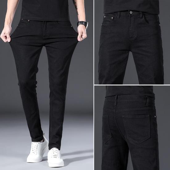 Мужские брюки Slim Fit сплошной цвет эластичные карманы мягкие дышащие молнии с застежкой-молнией средней талии прямой деловой стиль повседневные мужские длинные брюки