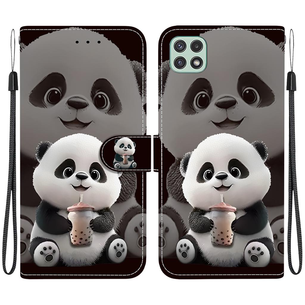 Чехол-книжка из искусственной кожи ручной работы для Samsung A22 5G/A22s 5G (SM-A226B/A226L)- Противоскользящий ударопрочный чехол с ремешком на запястье и дизайнами в виде сердец/роз и кошек