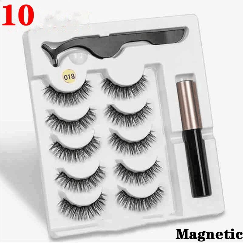 5pairs Reusable Magnetic Eyelashes 5pairs Magnet Mink Eyelashes Magnetic Liquid Eyeliner& Magnetic False Eyelashes & Tweezer Set Tool