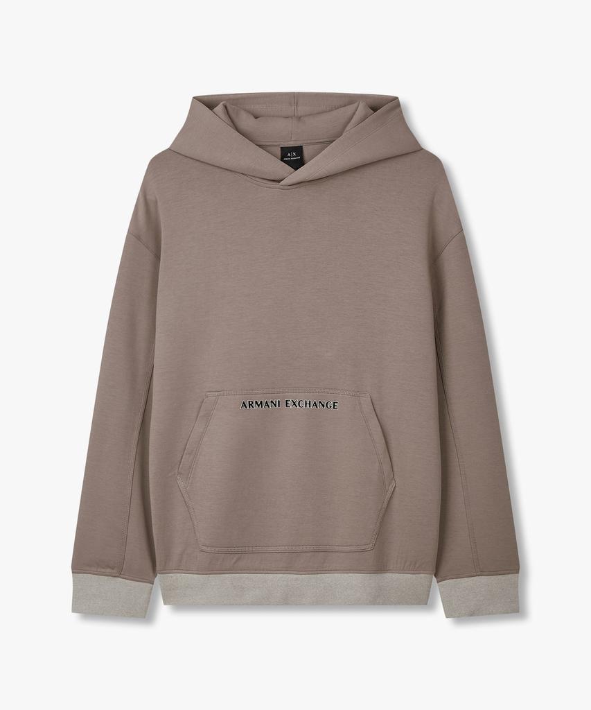 Мужская толстовка с капюшоном Armani Exchange с флоковым логотипом, эластичная_Шоколад A414331017