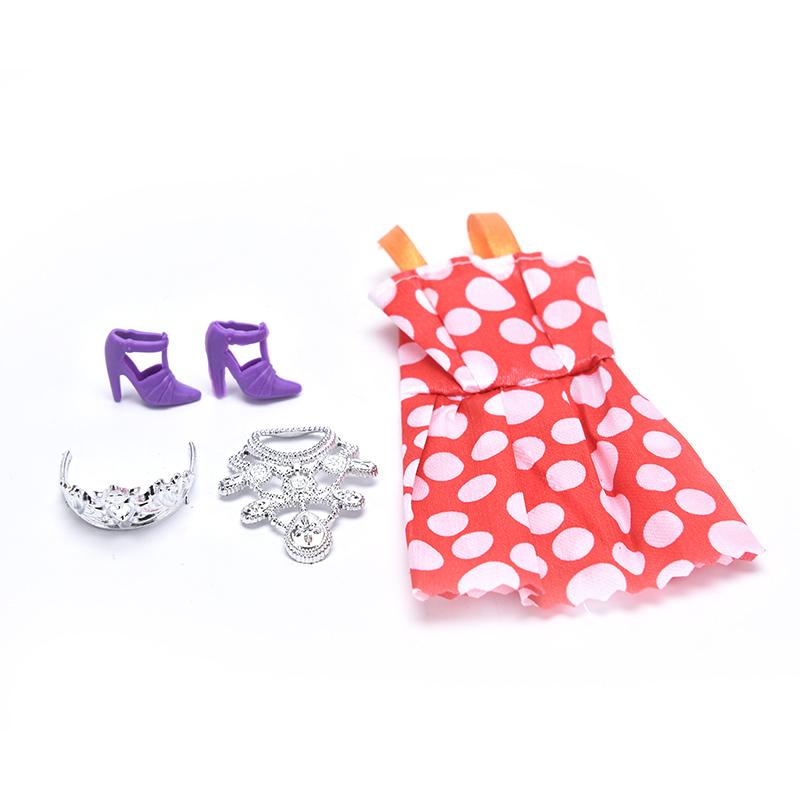 35 шт. Одежда для Барби, 12 шт. юбок + 12 пар туфель на высоком каблуке + 5 5 корон + 6 ожерелий