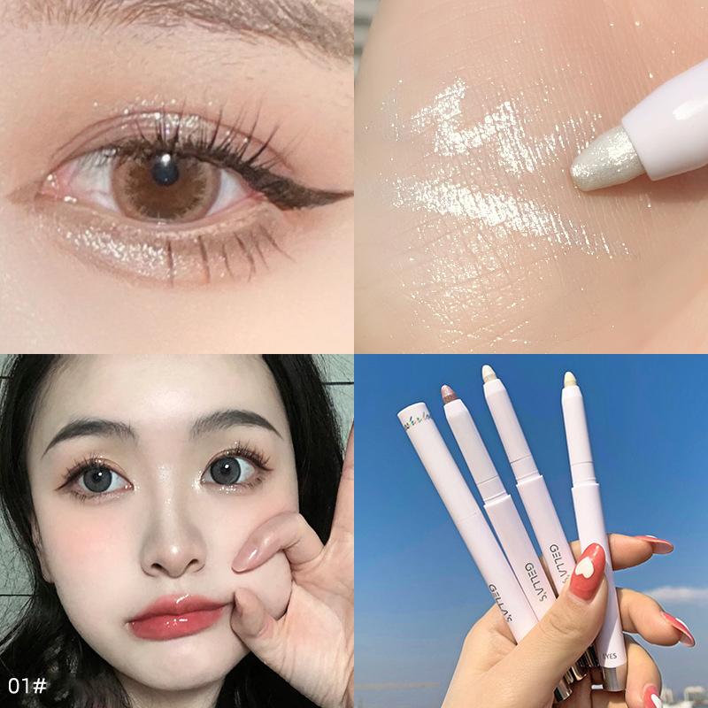 Алмазный карандаш шелкопряда, блестящие матовые тени для век, карандаш для макияжа, хайлайтер для лица, долговечный карандаш для подводки глаз белого розового золота