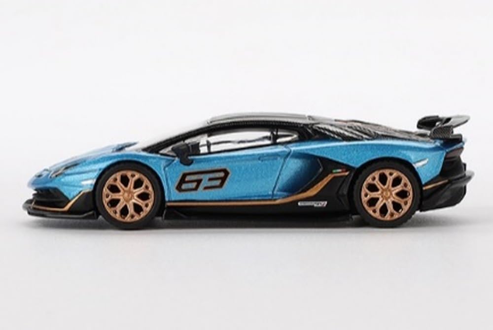 Sunrich MINI GT Lamborghini Aventador SVJ 63 Blue Aegir Completed (Right-Hand Drive)
