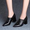 Модные кожаные туфли на высоком каблуке с острым носком, массивные ботинки челси, женские туфли-лодочки 2024 года, модные туфли-лодочки, элегантные туфли-лодочки Mujer Zapatillas