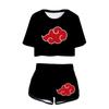Summer 3D Akatsuki Marcus and Martinus Sexy Two Piece Sets Women Sexy Exposed Navel Crop Top and Elastic Shorts