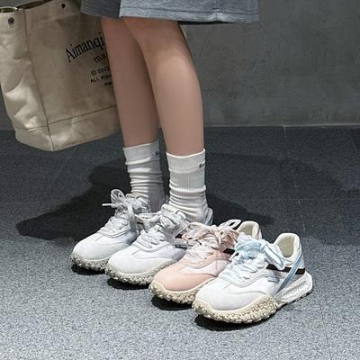 Женские весенние новые на толстой подошве универсальные цветные кроссовки-папы на танкетке с лентами, балетные кроссовки женские