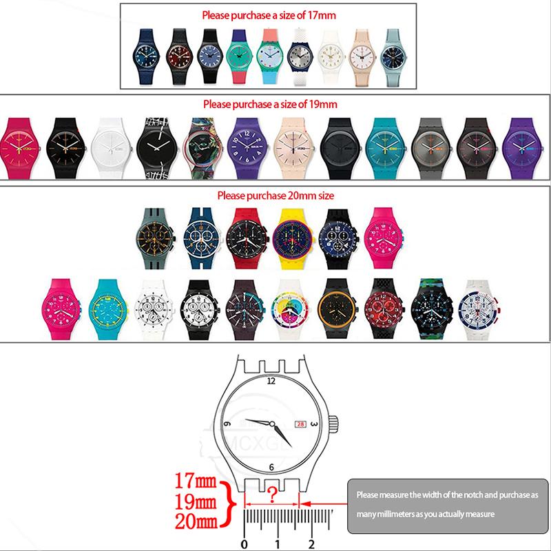 Силиконовый Ремешок Для Часов Swatch 17мм 19мм 20мм Пряжка-Штырек Водонепроницаемый Браслет Наручный Аксессуары Для Часов