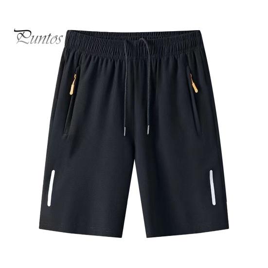 Мужские спортивные шорты, однотонные прямые эластичные шорты на талии, повседневная одежда больших размеров, карманы на молнии в стиле ретро, ​​тонкие летние шорты до колена, мужская одежда