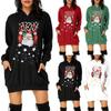 Women's Christmas Printed Mid-length Pocket Hooded Long Sleeve Top Sweatshirt