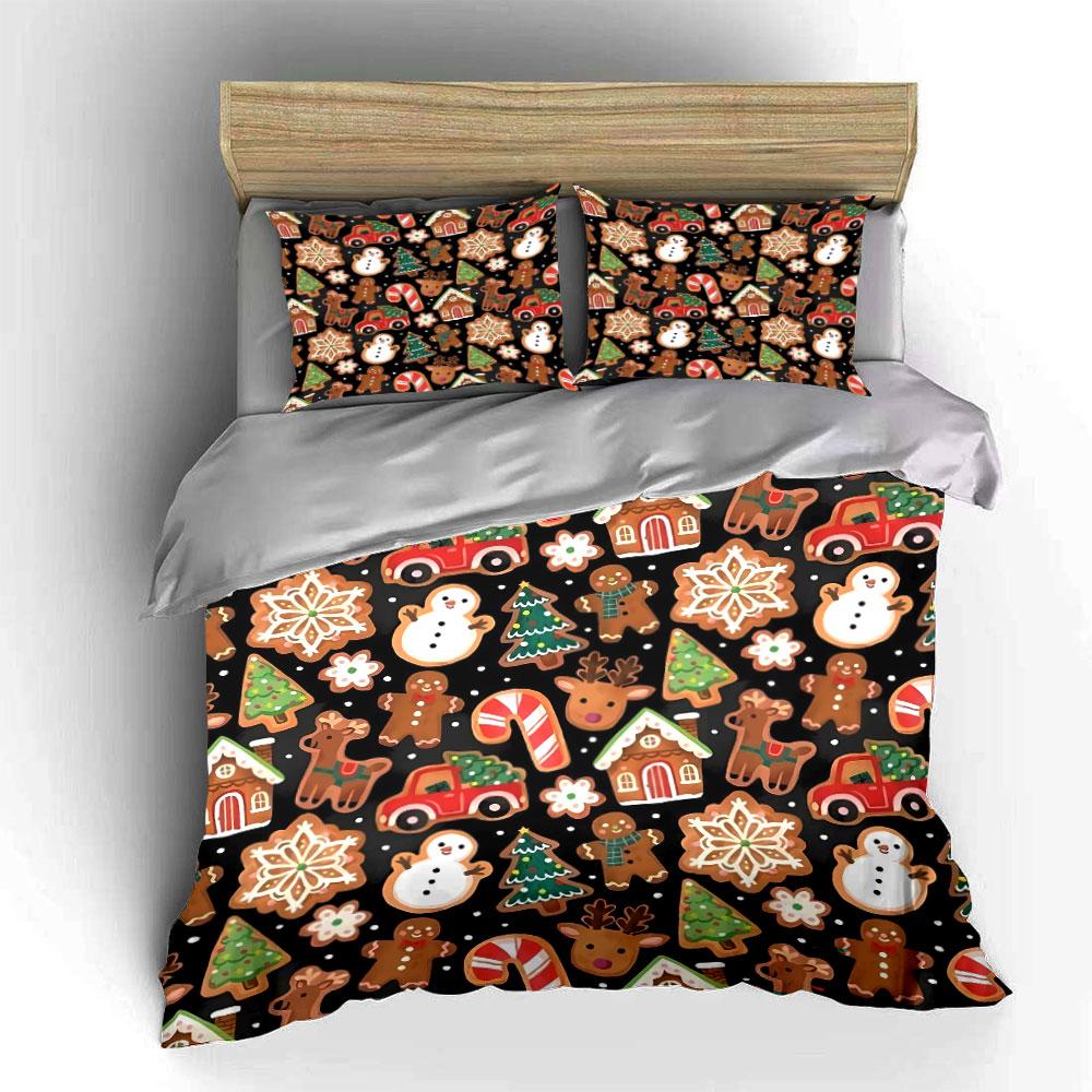 Cute Reindeer Snowman Pattern Bedding Duvet Cover Set Duvet Cover Pillowcases (1*Duvet Cover 2*Pillowcases, without duvet insert)