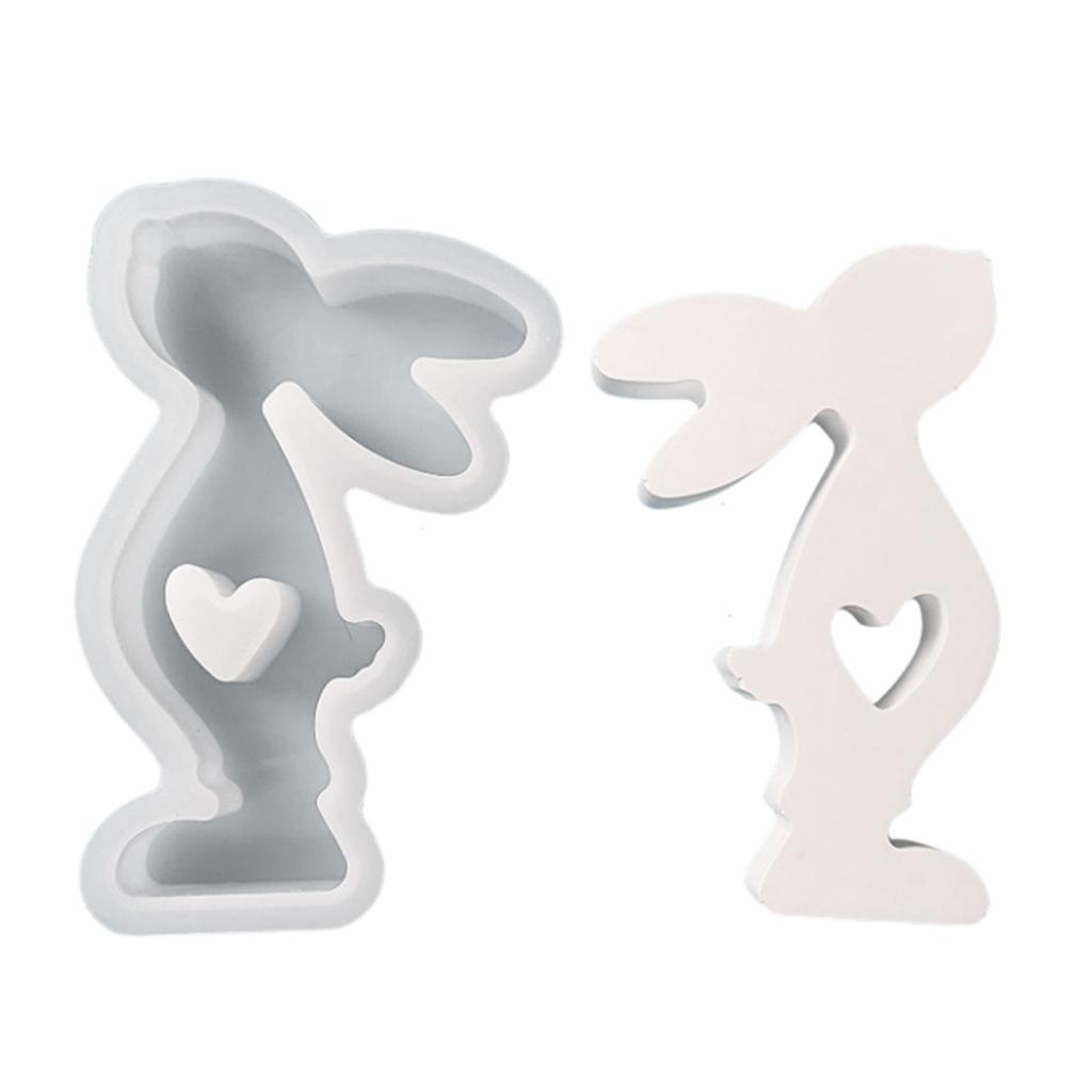 Heart Rabbit Candle Resin Mold Easter Rabbit Silicone Mould DIY Craft Mold Handmade Soap Baking Mold for Home Decors