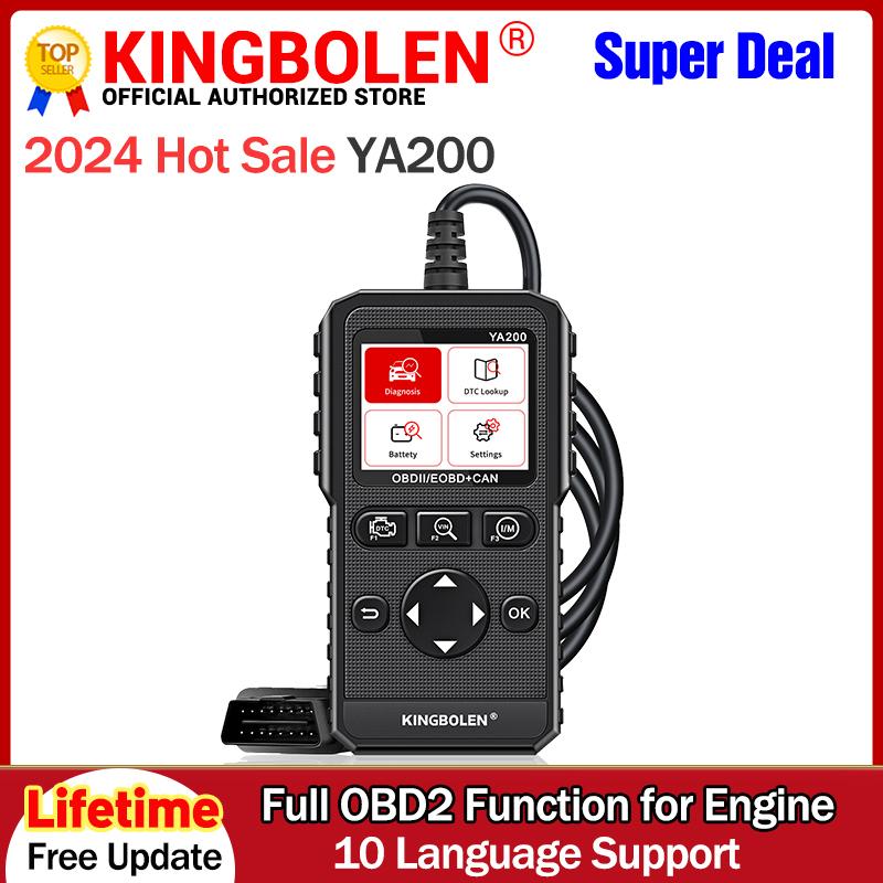 KINGBOLEN YA200 OBD2 Сканер Многоязычный Автомобильный Диагностический Инструмент для Чтения Кодов Ошибок Двигателя Поиск DTC Проверка Напряжения Бесплатное Обновление на Всю Жизнь