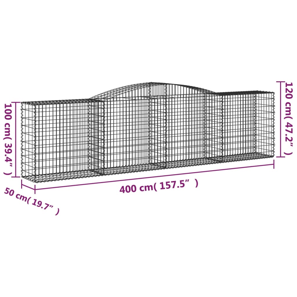 Vidaxl Kosze Gabionowe, 10 Szt, 400X50X100/120Cm, Galwanizowane Żelazo
