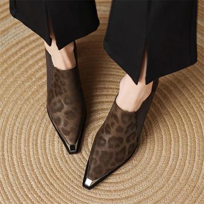 Новые весенние туфли из натуральной кожи для женщин, остроносые, с леопардовым принтом, женские туфли-лодочки, туфли на массивном каблуке, лоферы, туфли на высоком каблуке