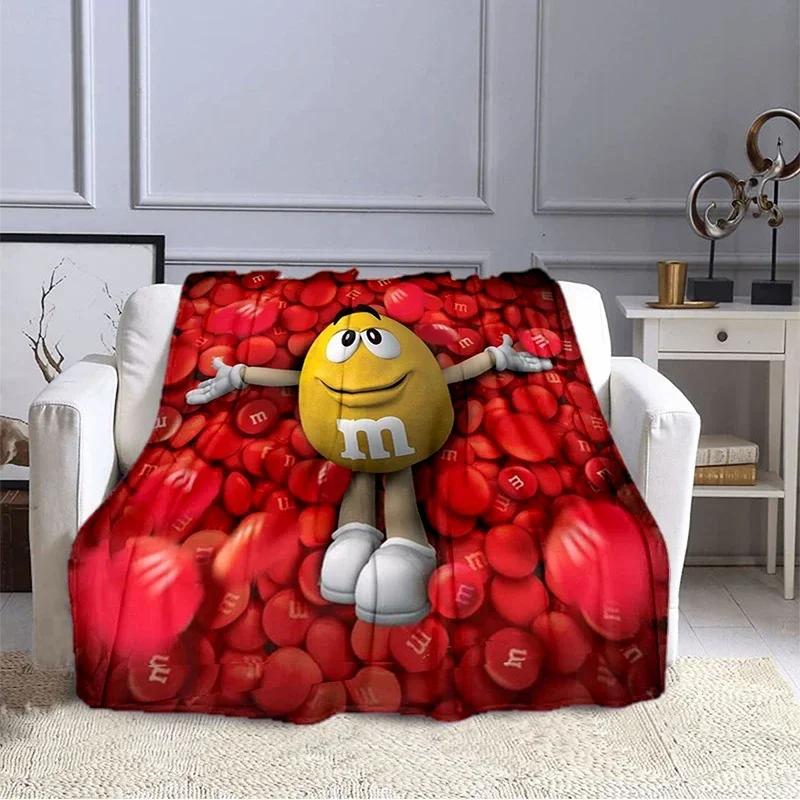Плюшевое одеяло M&M Bean Chocolate с мультяшным принтом, модное, теплое, для походов, для дома, дивана, постельного белья, детское одеяло в подарок