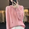 Женские кардиганы на двойной молнии с капюшоном, однотонные, свободные, повседневные, кардиганы с длинным рукавом, теплые вязаные свитера на осень-зиму