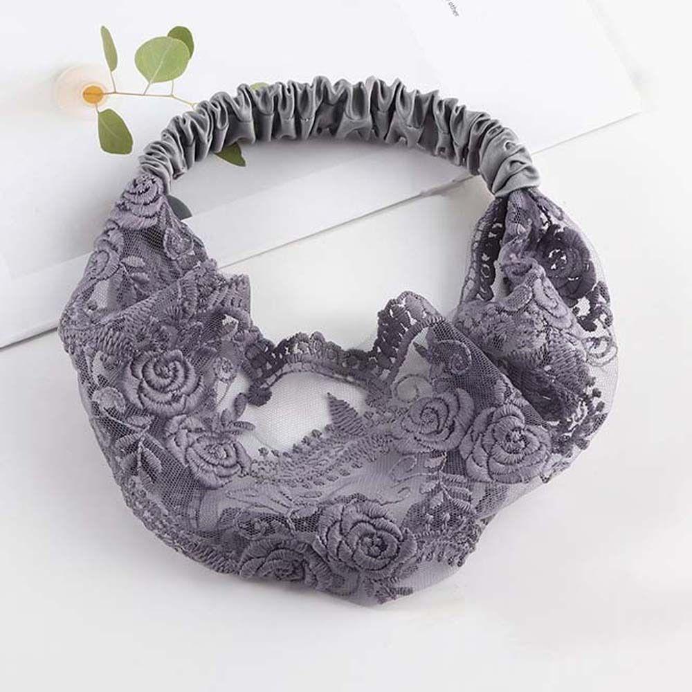 Non Slip Mesh Hollow Hairbands Transparent Wide Side Head Wrap Sweet Lace Flower Headband  Party