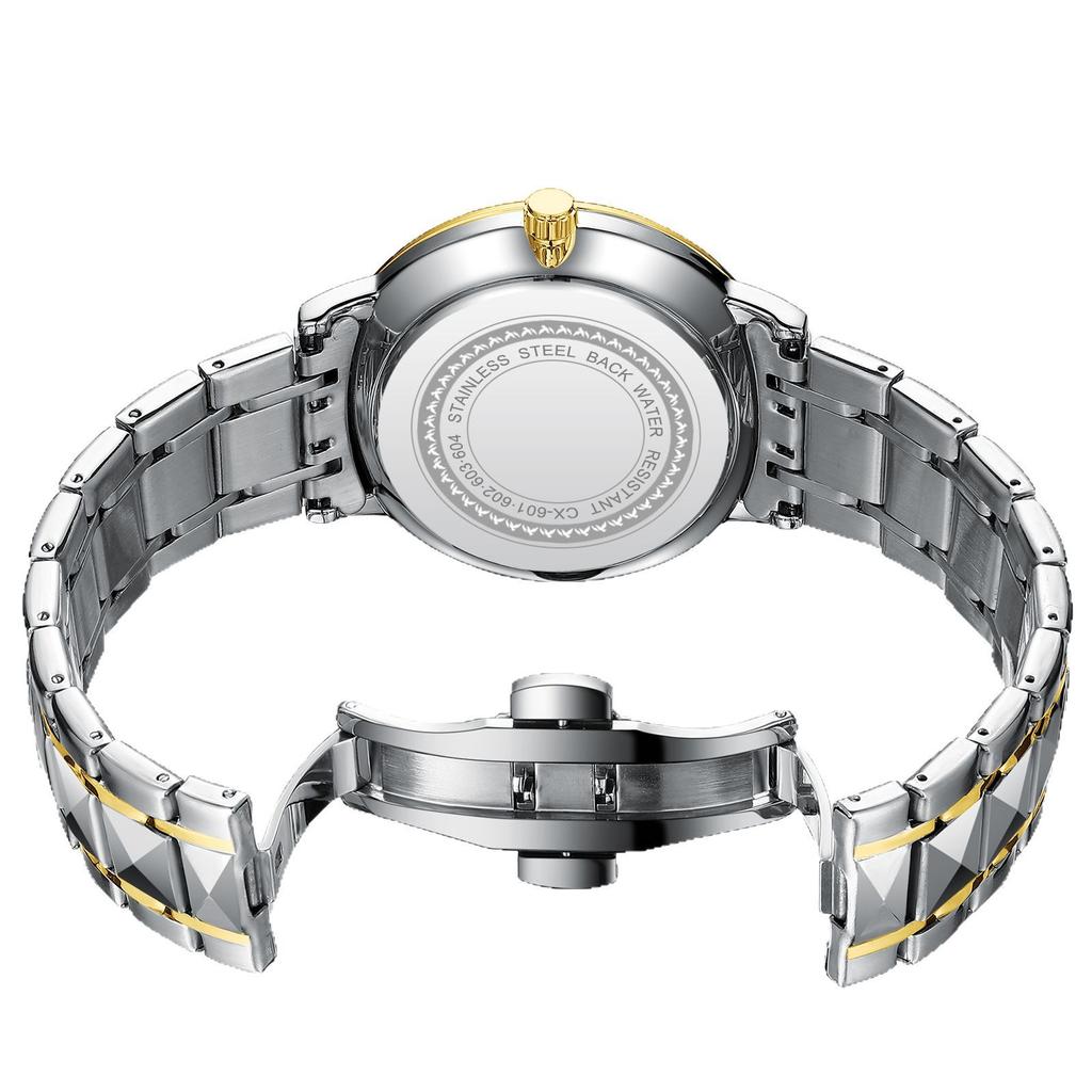 Chenxi Luxury Watch Men Golden Dragon Pattern Stainless Steel Fashion Quartz Wristwatches Curved Mirror Watches For Men Business