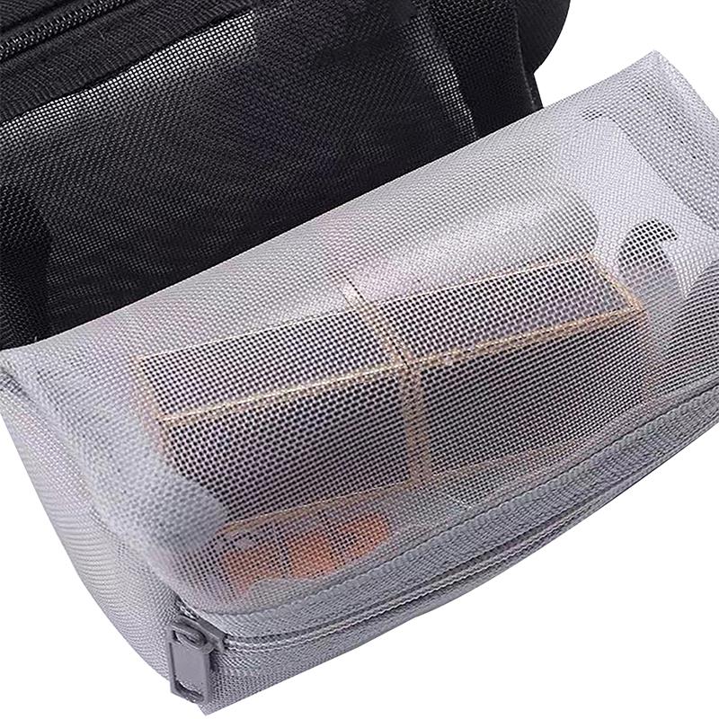 Simple Nylon Small Square Mesh Makeup Bags Three-Dimensional Coin Purse Key Id Credit Card Holder Bags Mesh Zipper Storage Bags