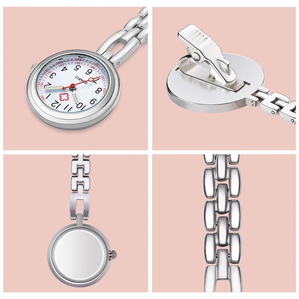 Numeral Analog Quartz Clip-On Fob Nurse Doctor Hanging Luminous Pocket Watch