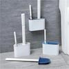 Wall Hanging TPR Toilet Brush with Base Holder Set Toilet Bowl Brush Wall Toilet Wand with Quick-Drying Holder Cleaning Brush
