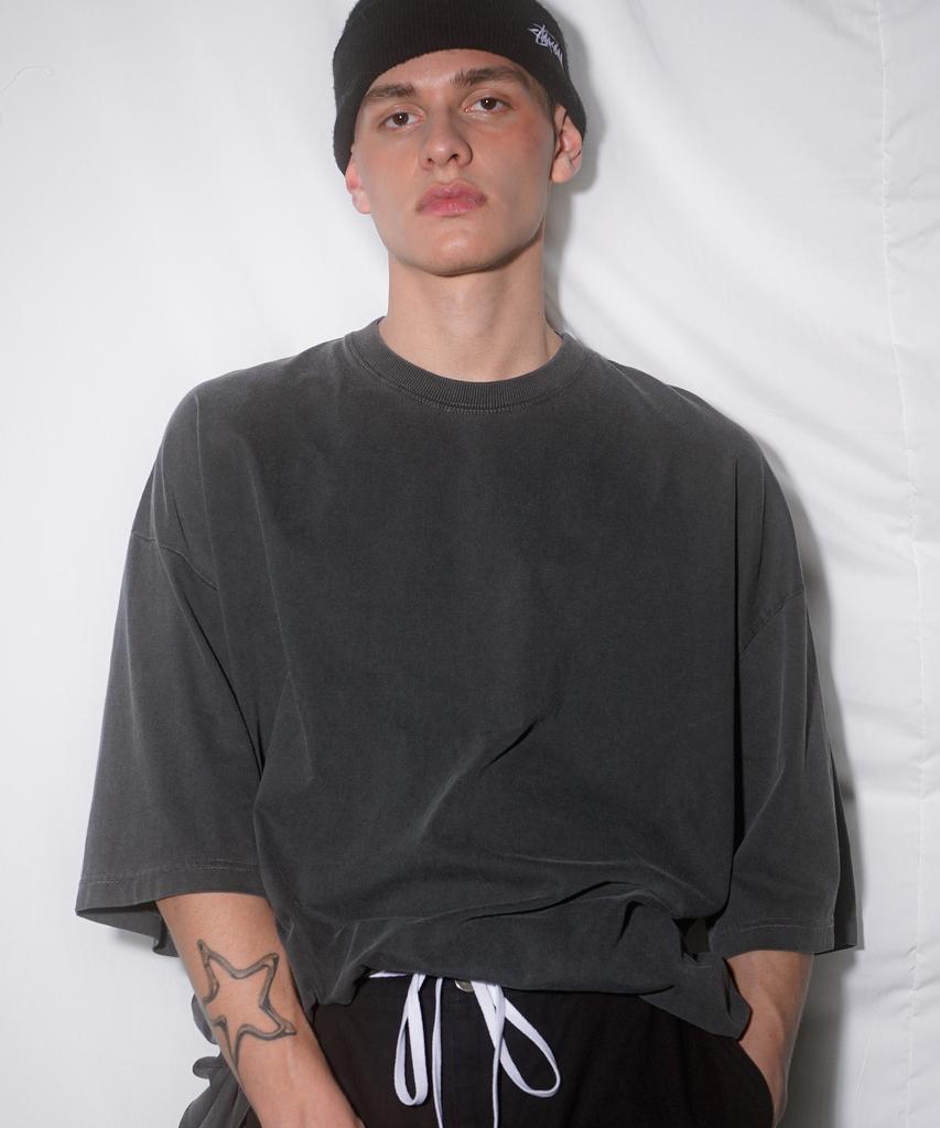 EZKATON 20S Pigment Short Sleeve T-Shirt Deep Gray Shst6770