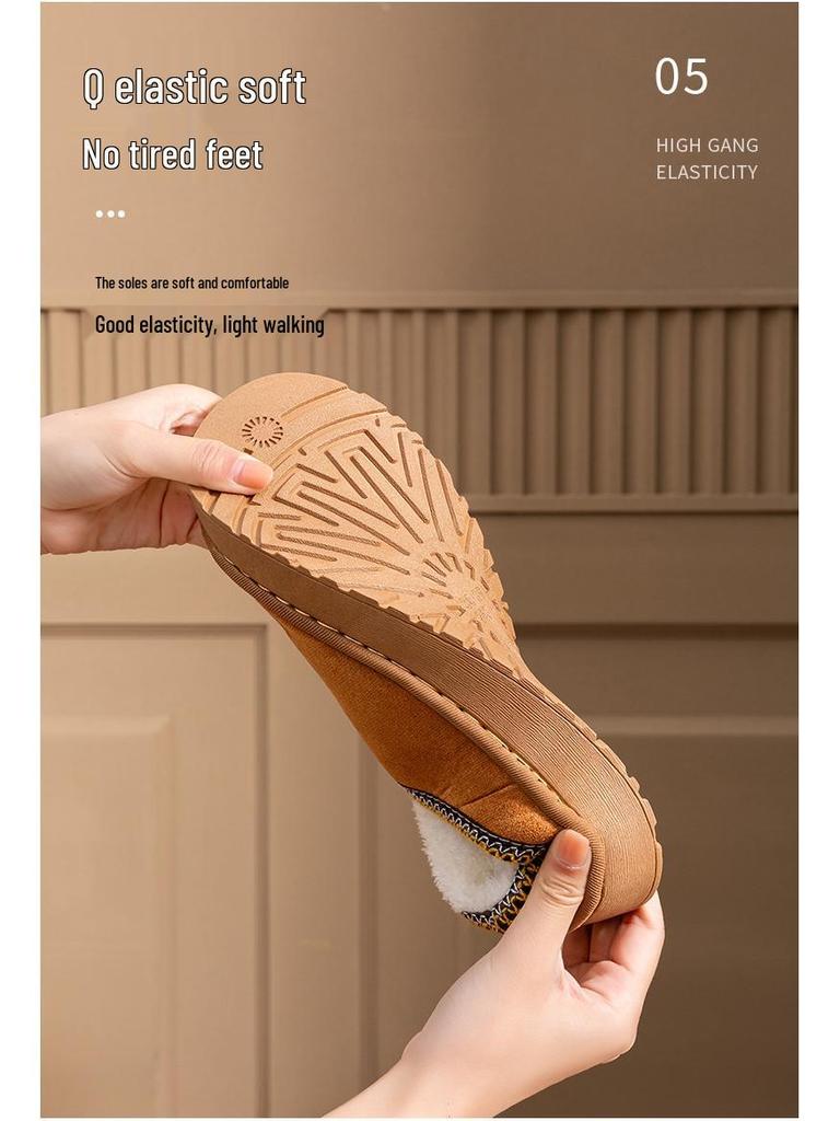 Женские хлопковые тапочки на толстой подошве с флисовой подкладкой, для дома/улицы, нескользящие, износостойкие, с закрытым носком.