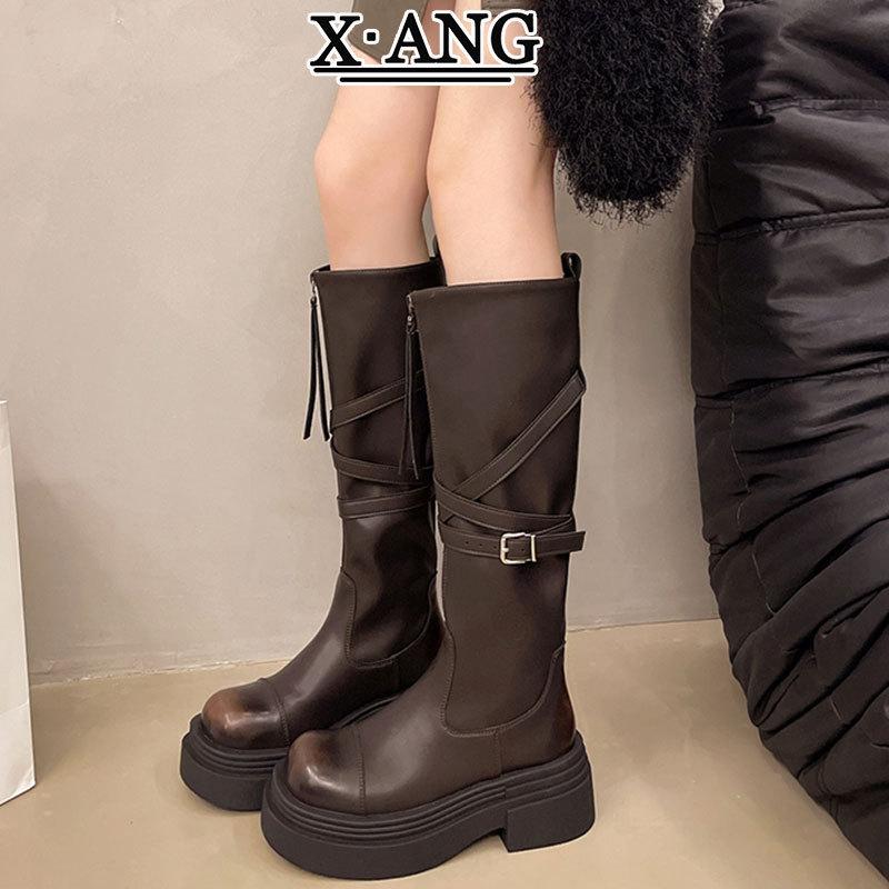 Leather Tall Boots for Women, Tall for Small Men, Thick Heels and Thin Brown Knight Boots, But Knee Boots, Western Cowboy Boots
