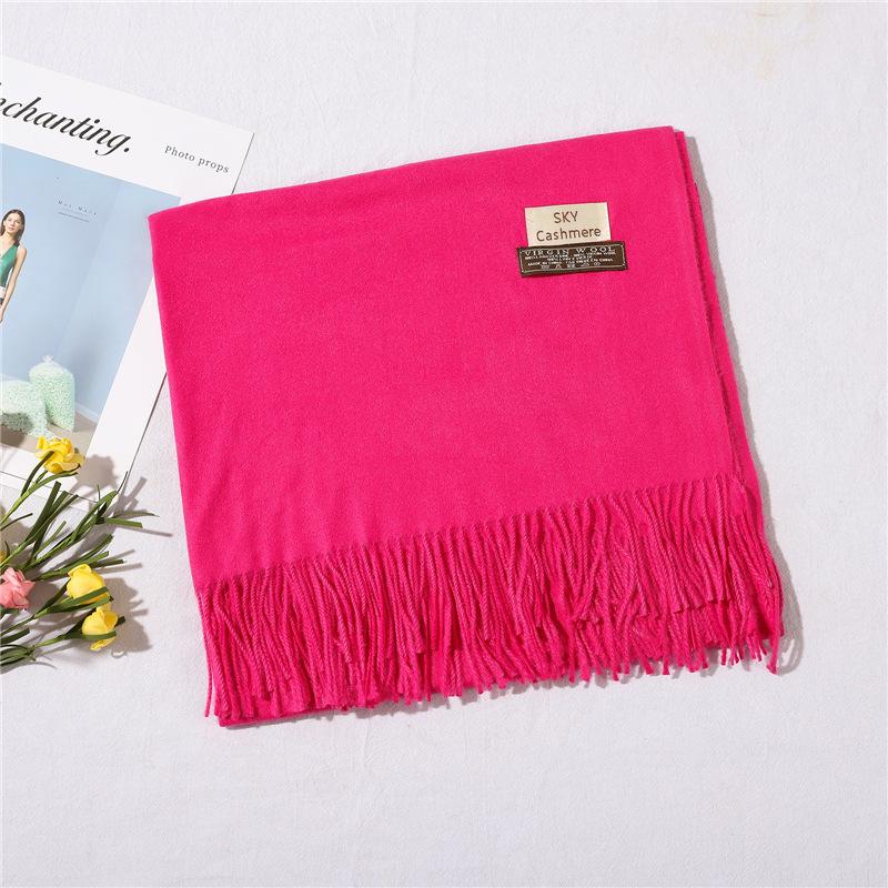 2024 Осень и зима Имитация кашемира Шарф Однотонный Модный Универсальный Теплый Шаль Шарф с Кисточками