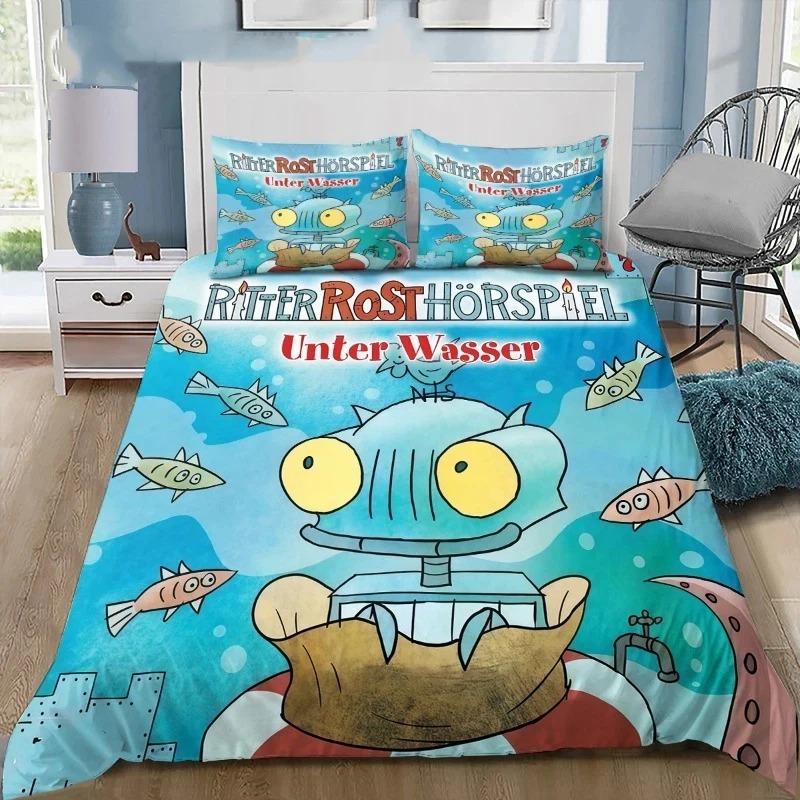Catoon Print Ritter Rost Duvet Cover Pillowcase Bedding Set Bedroom Bed Twin Full Queen Size for Kids Children Room Luxury Gift