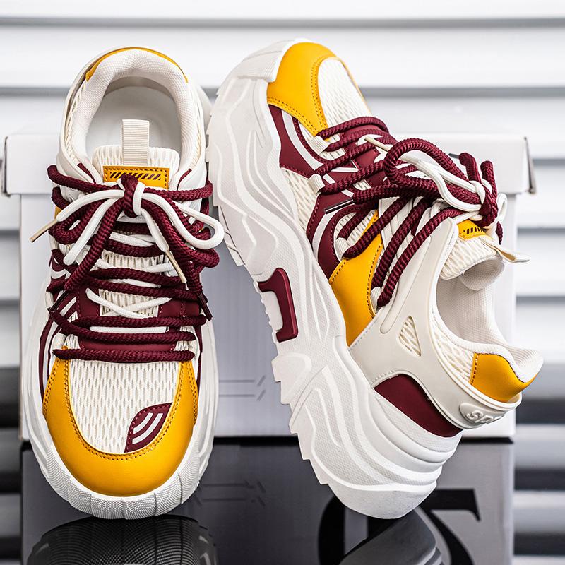 New Thick SoledNew Thick Soled Height Increasing Lightweight Comfortable Breathable Sports Dad Shoes Low Top Trendy Single Shoes