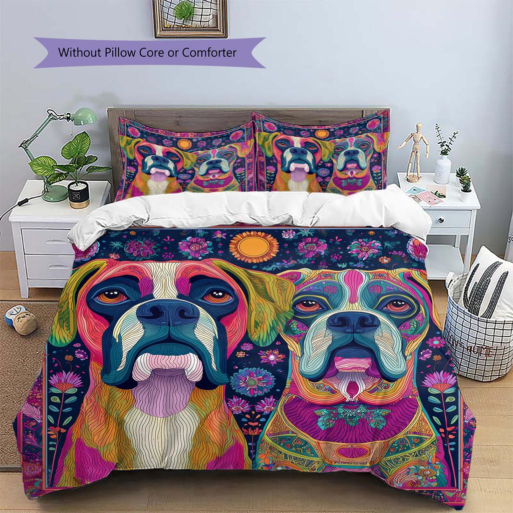 Boxer Pattern Bedding Home Decoration Birthday Gift (1 * duvet cover + 2 * pillowcase, without core)