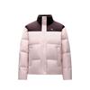 Comfortable Casual Color Block Stand Collar Zipper Warm Down Jacket Women Outerwear Ebony-Brown Winter-Pink 962447907-3