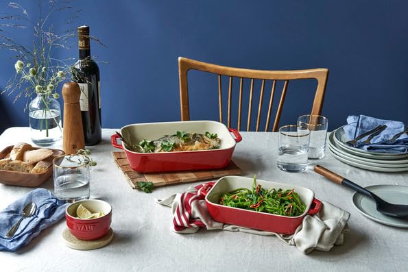 Блюдо staub Cherry 27 x Керамическое блюдо для запекания, подходит для использования в духовке и микроволновой печи, японское блюдо "Прямоугольное 20 см" [Авторизованный продукт] 40508-590