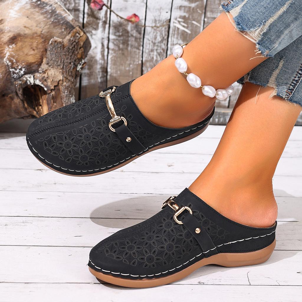 Mules Style Womens Bohemian Fashionable Casual Midheel Thicksoled Shoes Versatile For Daily Wear Slipon Closure Plussize Slippers Sandals