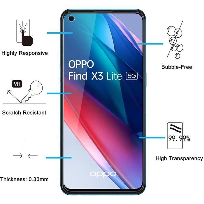 Защитная пленка для экрана - Phonillico - Oppo FIND X3 LITE - Набор из 2 штук - Закаленное стекло - Устойчив к царапинам