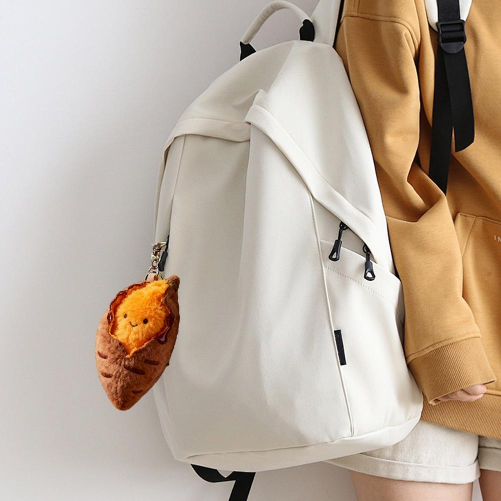 uu Roasted Sweet Potato Plush Keychain Soft Stuffed Toy with Smiling Face Bag Charm for Backpack Purse Fun Gift for Friends Kids