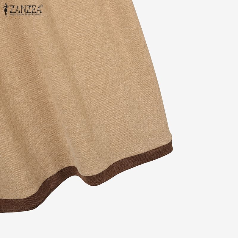 ZANZEA Женский повседневный костюм из двух частей с длинным рукавом и брюками