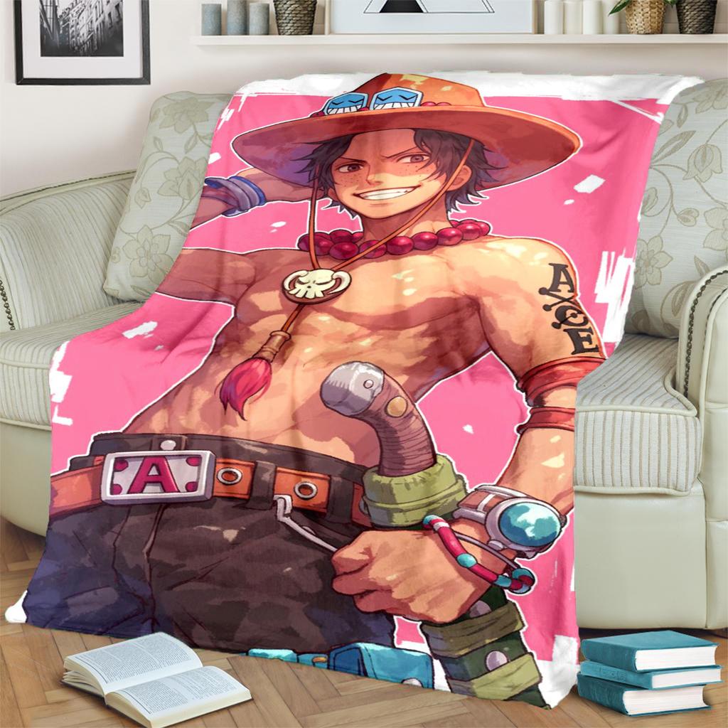 "ONE PIECE" Flannel Blanket Cozy Warm Print for Bedrooms, Sofas, Beds, Chairs, Picnics and Travel