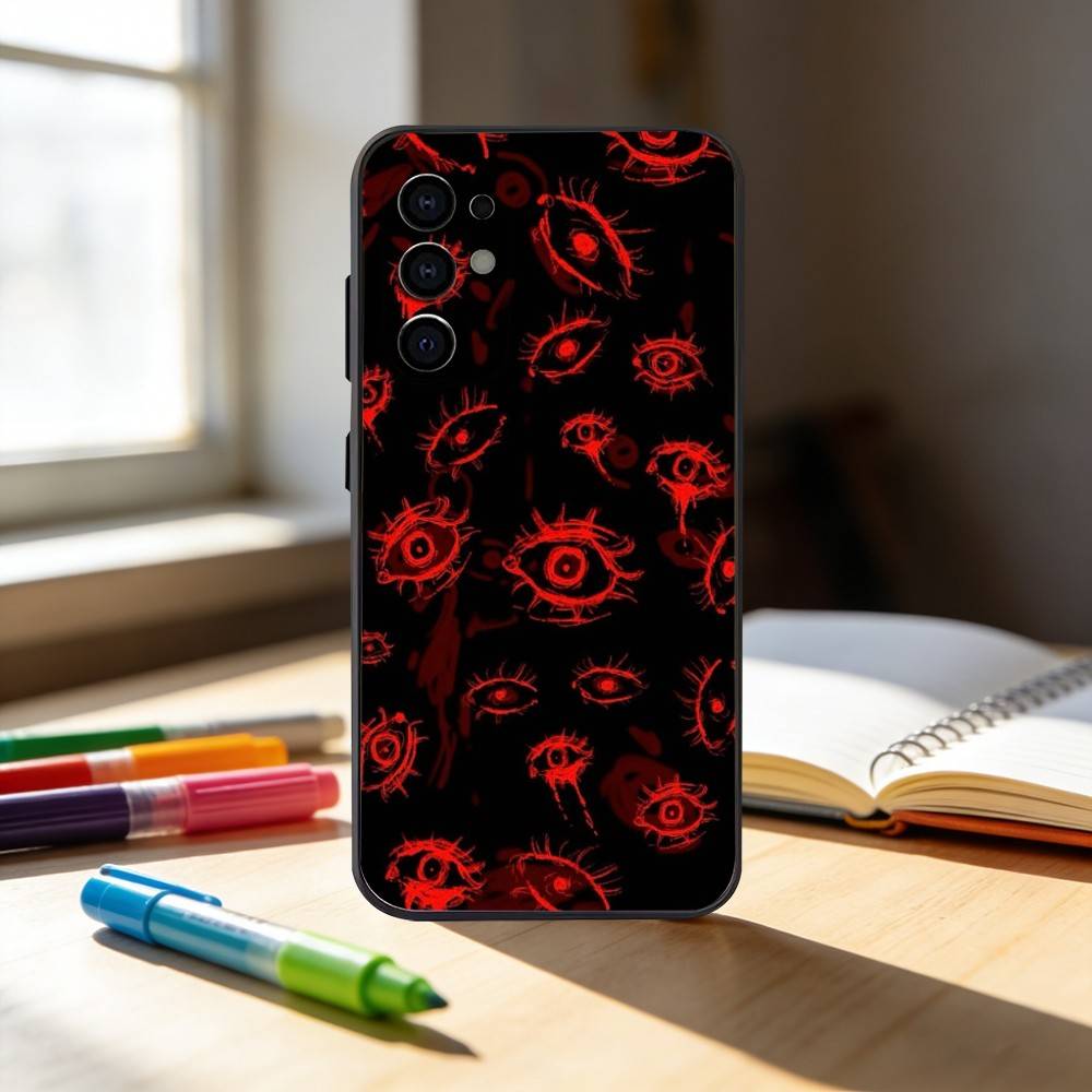 Terror Red Evil Eye Phone Case For Samsung S25,S24,S21,S22,S23,S30,Ultra,S20,Plus,Fe,Note,10,9,5G Black Cover